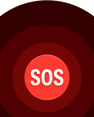 Hädaabi SOS-i ikoon, keskel valge SOS ümbritsetud punaste ringidega