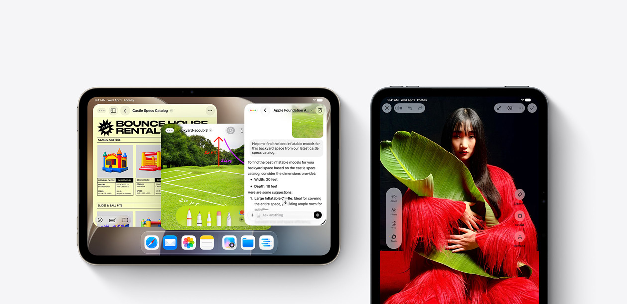 iPad mini-enheder vist forfra med flere forskellige apps.