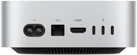 Mac mini, πίσω όψη, υποδοχή τροφοδοσίας, θύρα Ethernet, θύρα HDMI, τρεις θύρες Thunderbolt