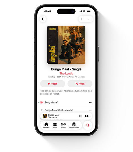 iPhone menampilkan UI Apple Music yang menampilkan Lana Del Rey