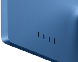 جهاز iMac، الجهة الخارجية الخلفية، لون أزرق، أربعة منافذ ثندربولت 4