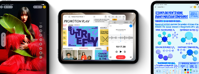 الجهة الأمامية لأجهزة iPad mini تعرض تطبيقات متعددة