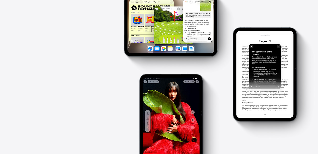 Front view of iPad mini devices showing various apps.