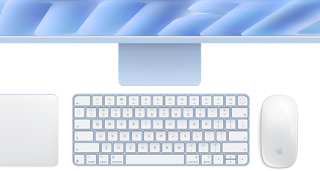 Touch ID özellikli mavi Magic Keyboard ve Magic Mouse