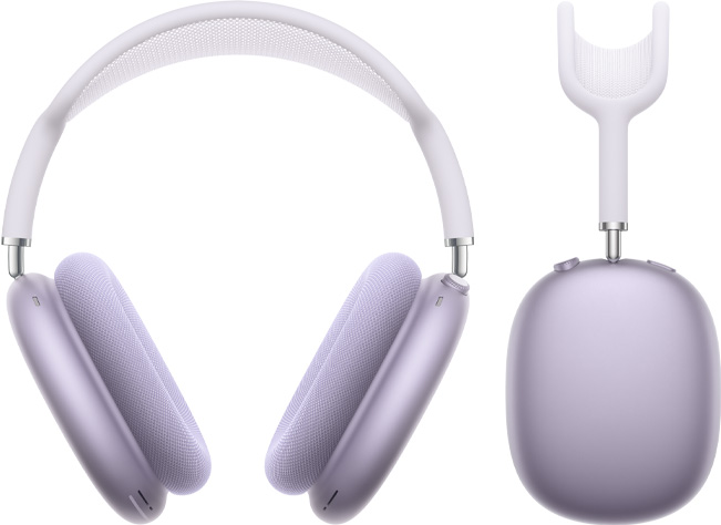 Ακουστικά AirPods Max 2, μπροστινή όψη και πλαϊνή προβολή προφίλ, Μωβ χρώμα