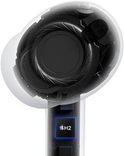 AirPods Pro 3, vista transparente com arquitetura interna