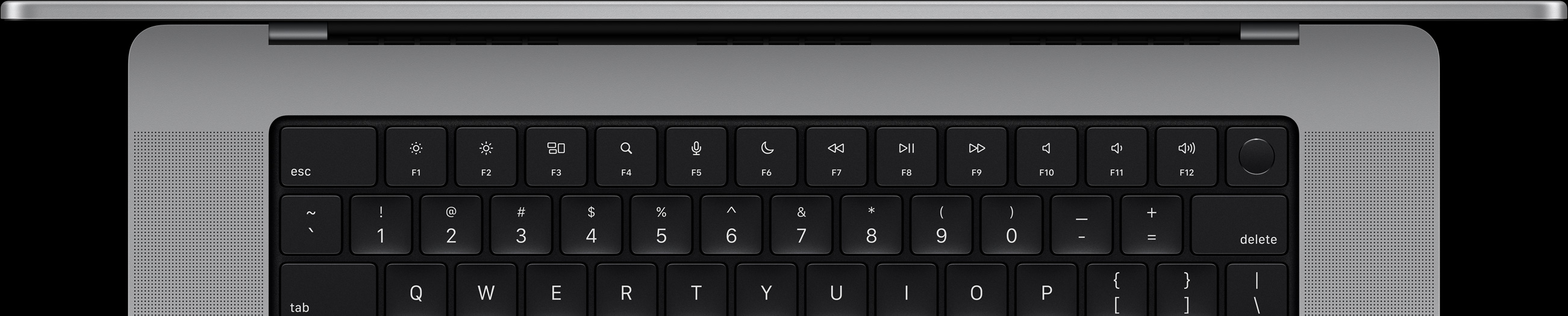 Draufsicht auf eine Mac Tastatur.