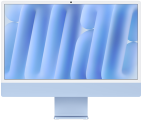 iMac i blå vist forfra