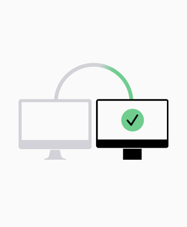 Enkel illustration, der viser overførslen af data fra en gammel iMac til en ny