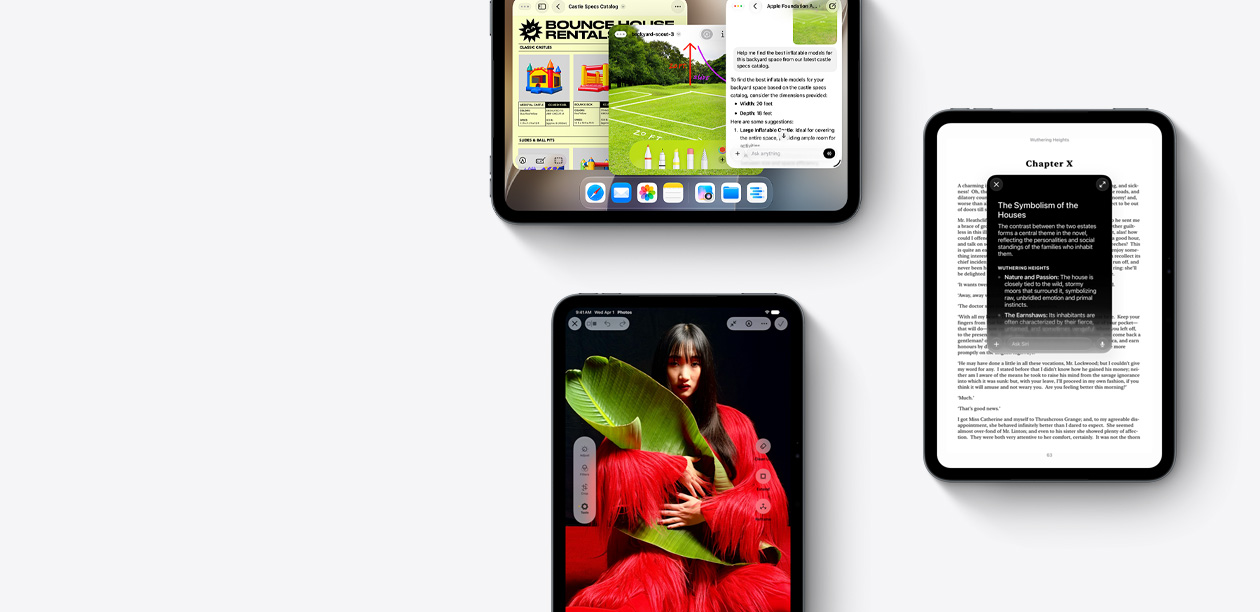 Front view of iPad mini devices showing various apps.
