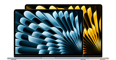 Ordinateurs portables MacBook Air 13 et 15 pouces, couleurs disponibles : bleu ciel, argent, lumière stellaire, minuit