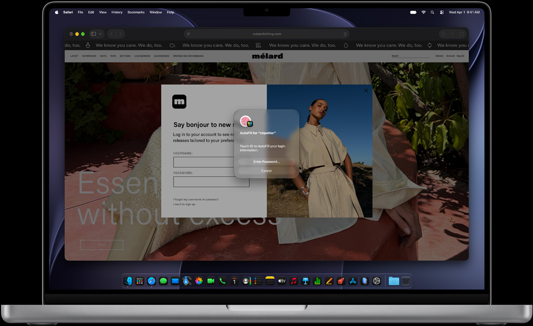 Trong lúc duyệt web trên Safari, người dùng được nhắc sử dụng Touch ID để đăng nhập vào một trang web